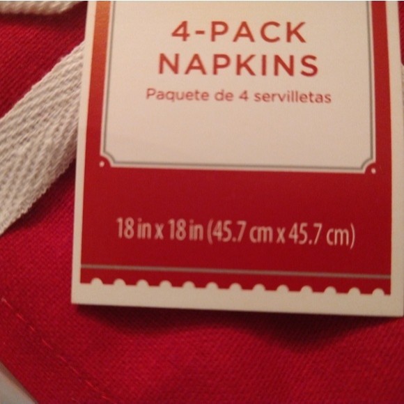 4PK Napkin Set - Red Plain with Phrases - Picture 2 of 9